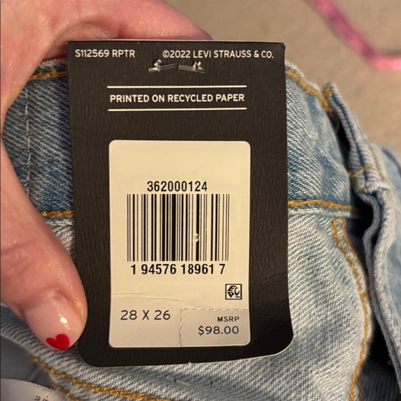 NWT Levi’s 501 high rise Original Cropped size 28x26 color Ojai Luxor Light Wash - Picture 10 of 10